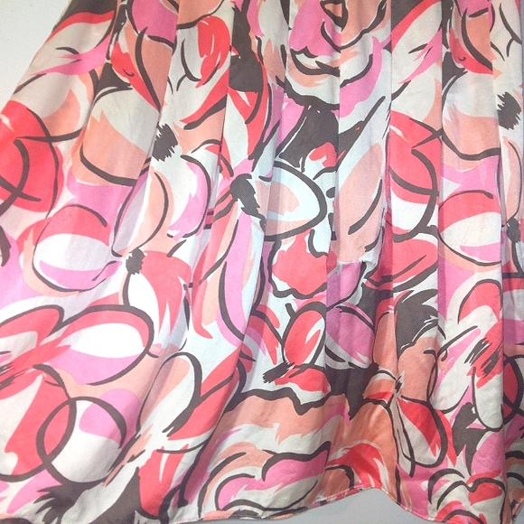 New York & Company 100% silk abstract floral pleated high Waist midi skirt Sz. 8 - Picture 5 of 7